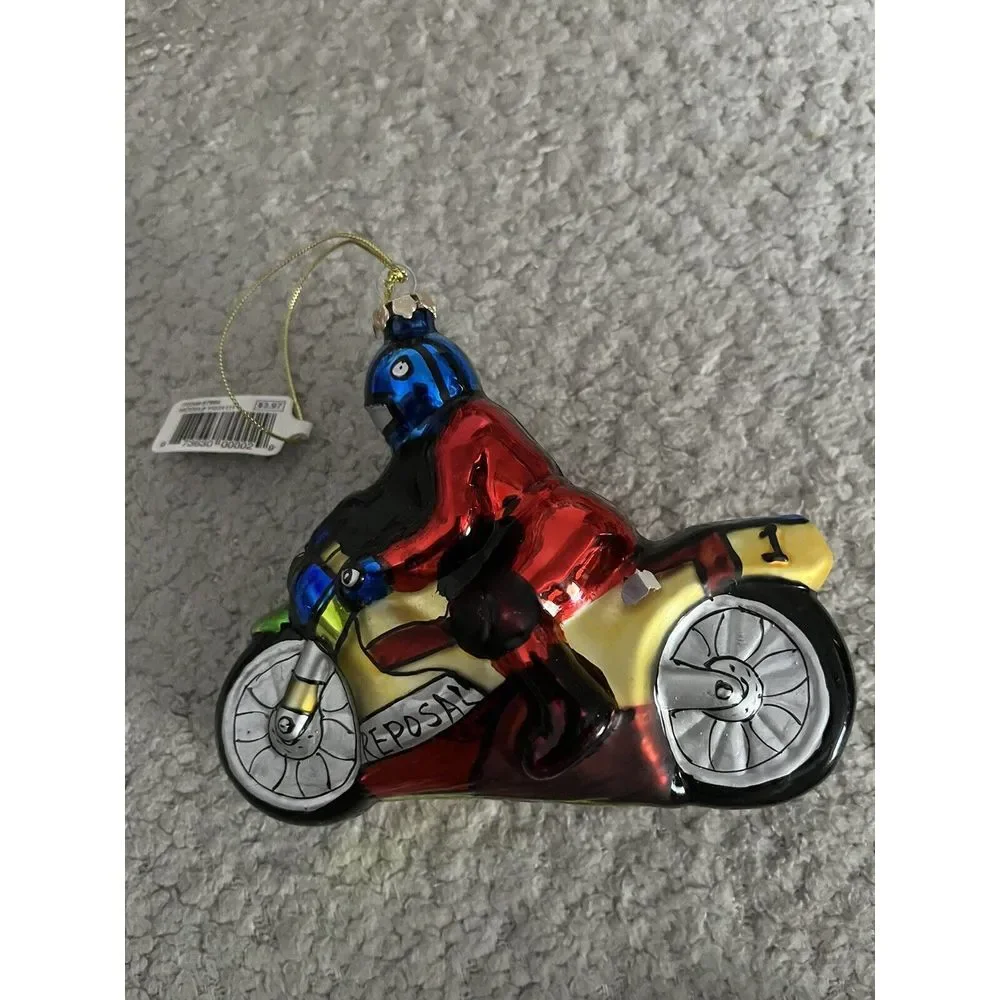 Motor Cycle Glass‎ Ornament